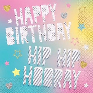 Cute Unicorn Happy Birthday Napkins x16